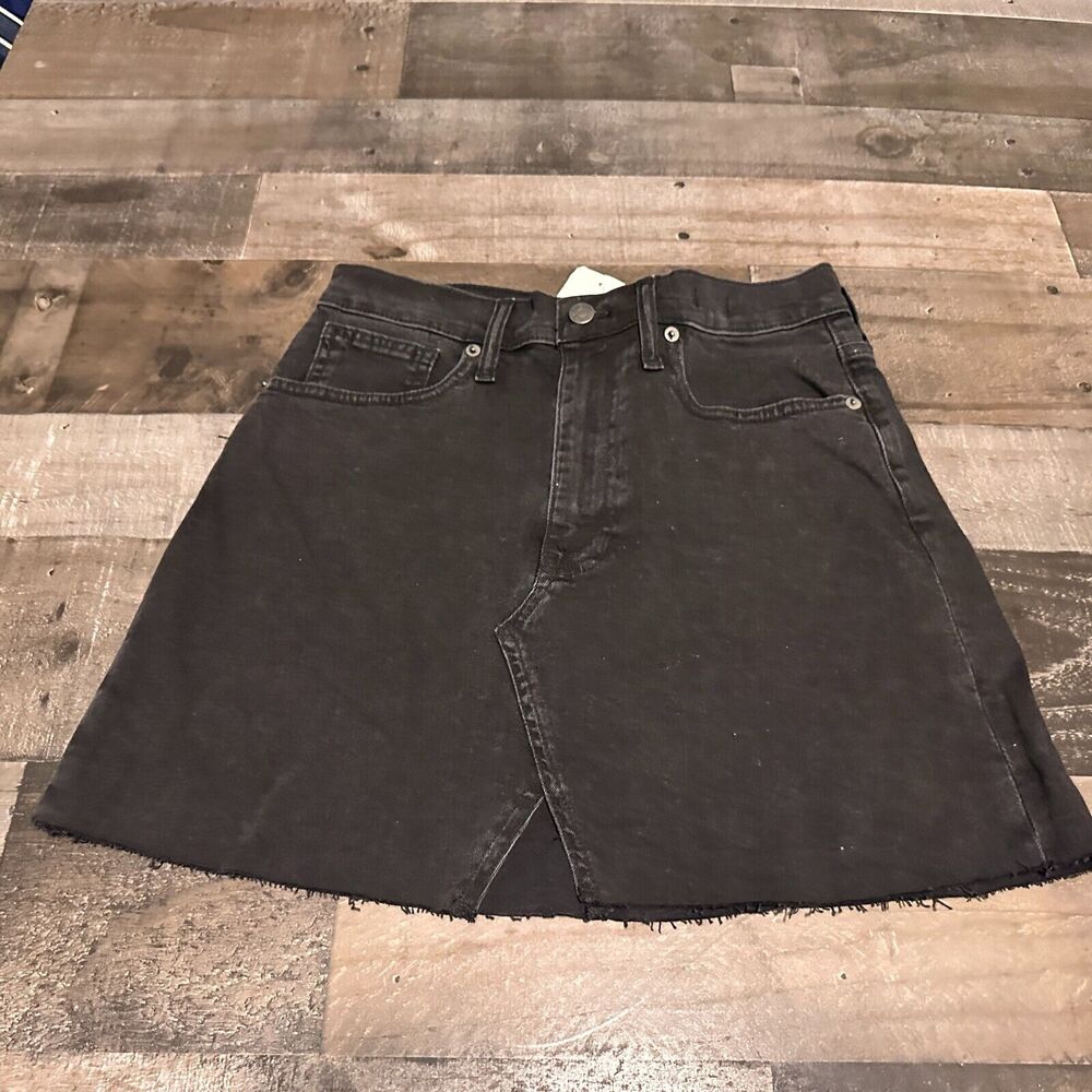 Madewell Women's Black Rigid Denim A-Line Mini Skirt Cutout Edition Size 27